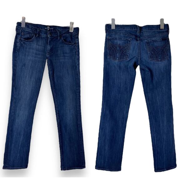 7 for All Mankind Women’s Jeans Straight Leg Slim Low Rise Medium Blue Size 27 - Picture 7 of 7